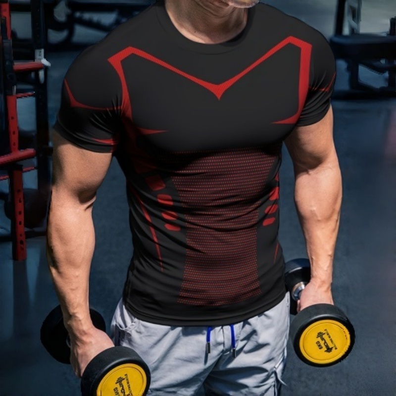 남성용 3D 레드 블랙 라인 컴프레션 티셔츠 속건 스트 - Compression Shorts Athletes 리뷰 및 가격